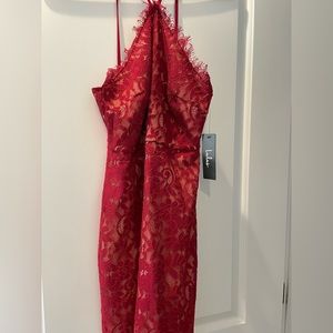 NWT - Lulus Stunning Moment Wine Red
Lace Halter Bodycon Mini Dress